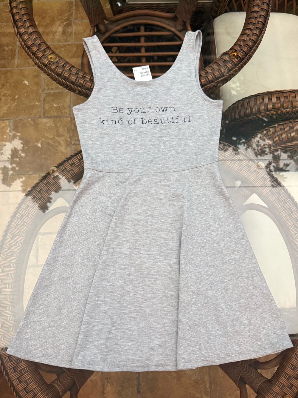 H&M Light Grey Tank Skater Dress with Slogan
